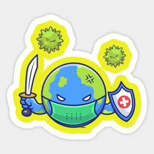 World Fighting Corona Virus Cartoon (3) Sticker